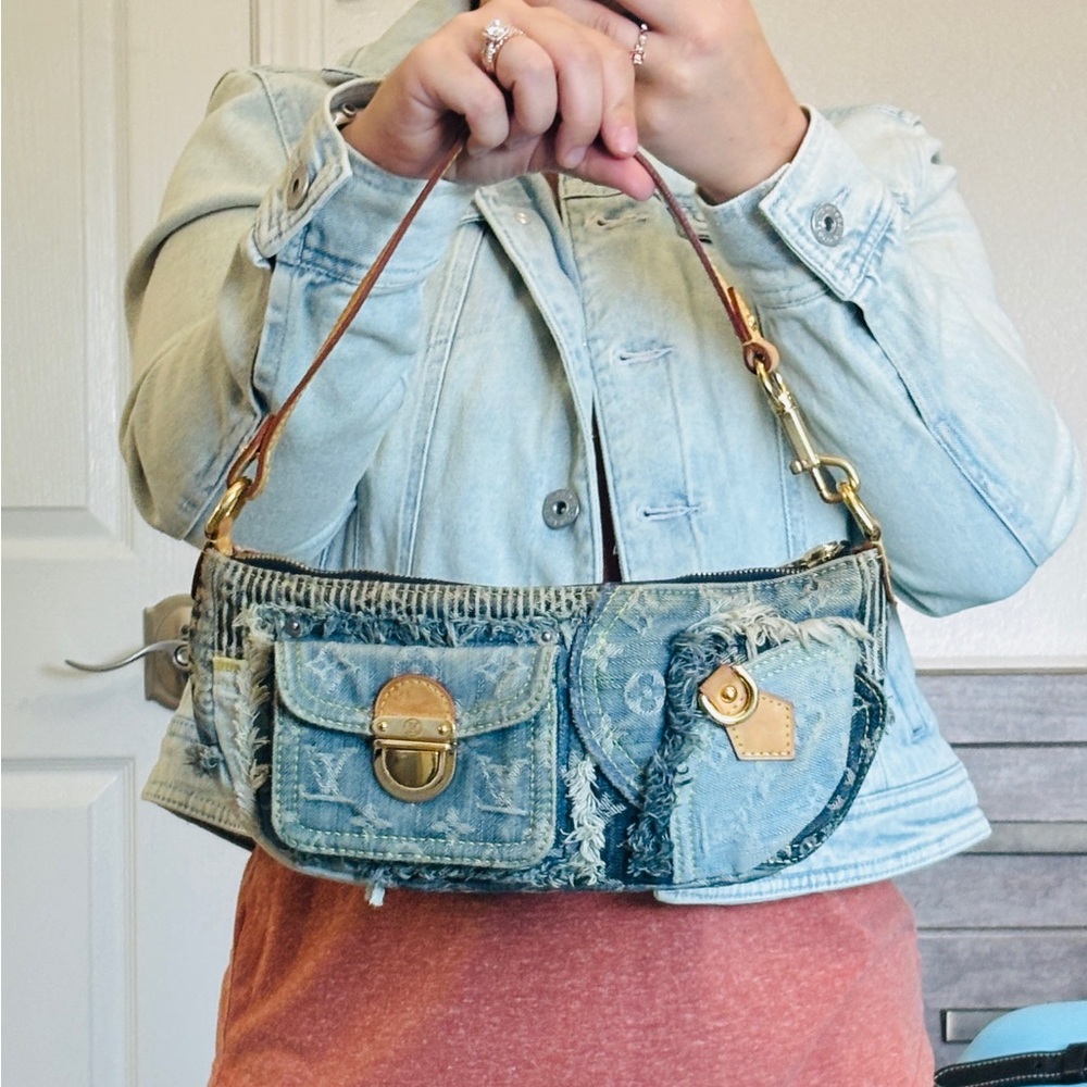 💙RARE Louis Vuitton Denim Patchwork Pouchy Pochette💙
